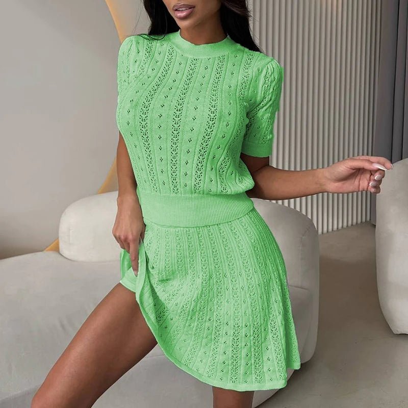 Completo in maglia traforata a due pezzi Everly