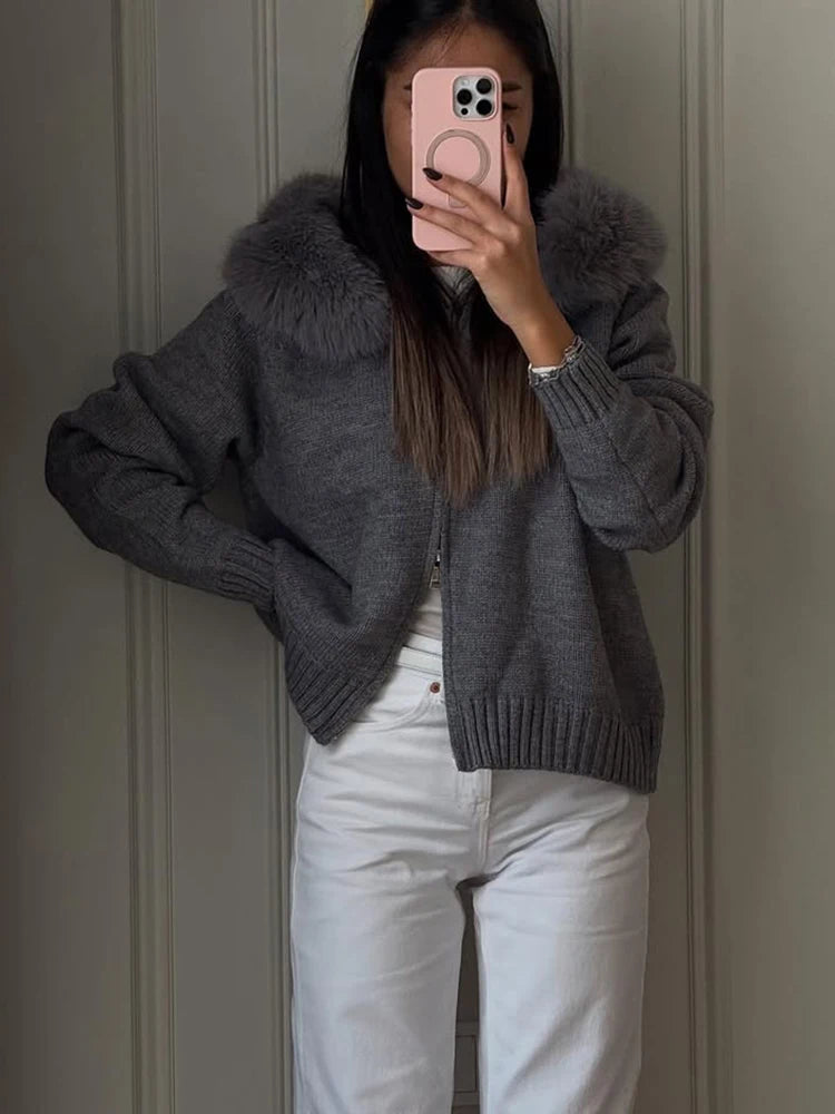Cardigan oversize in pelliccia sintetica