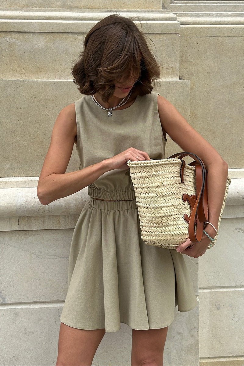 Set Faye in cotone e lino con top e gonna