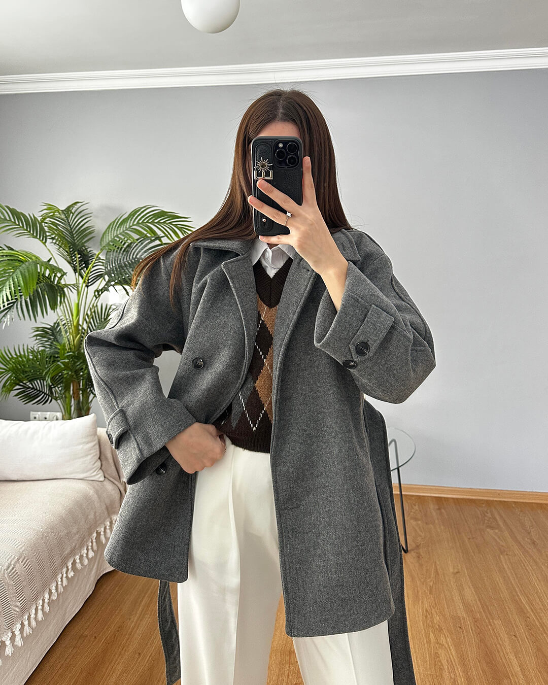 Cappotto in ecolana con cintura Felly