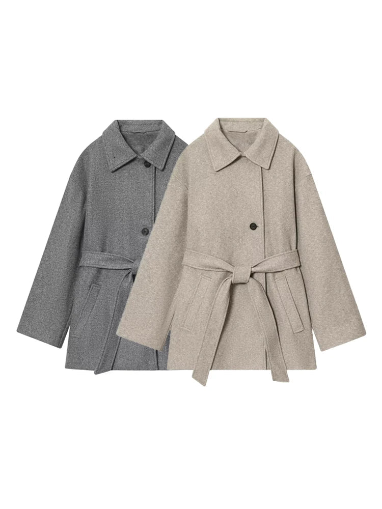 Cappotto in ecolana con cintura Felly