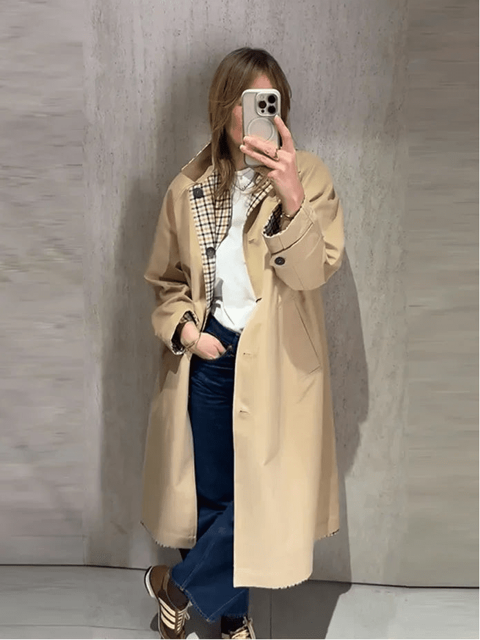 Cappotto lungo reversibile a quadri Florence