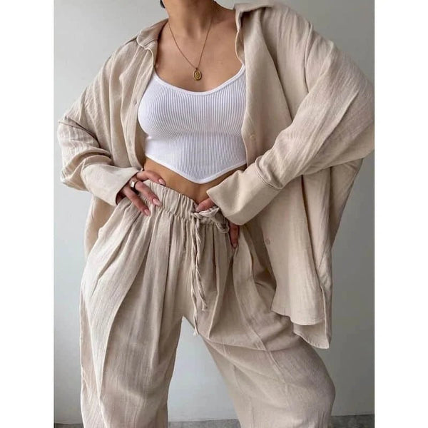 Completo Frances con top a maniche lunghe con revers e pantaloni