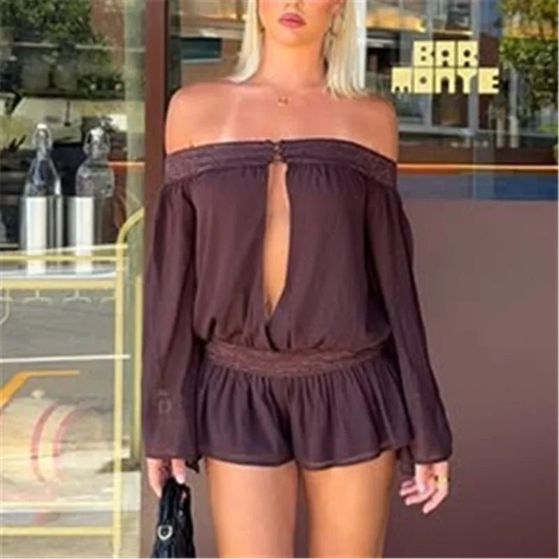 Tuta corta in chiffon con spalle scoperte Franziska