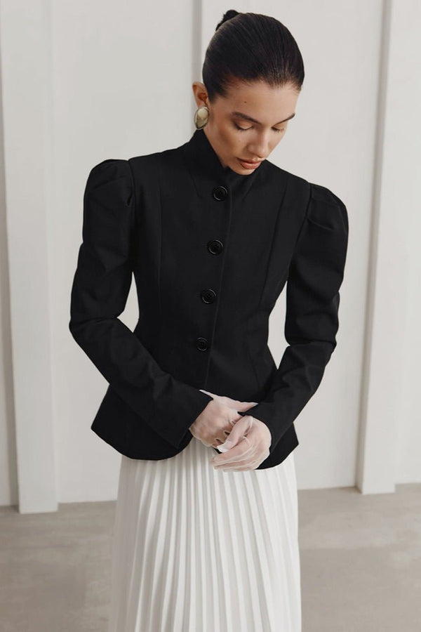 Blazer svasato con collo alto alla francese