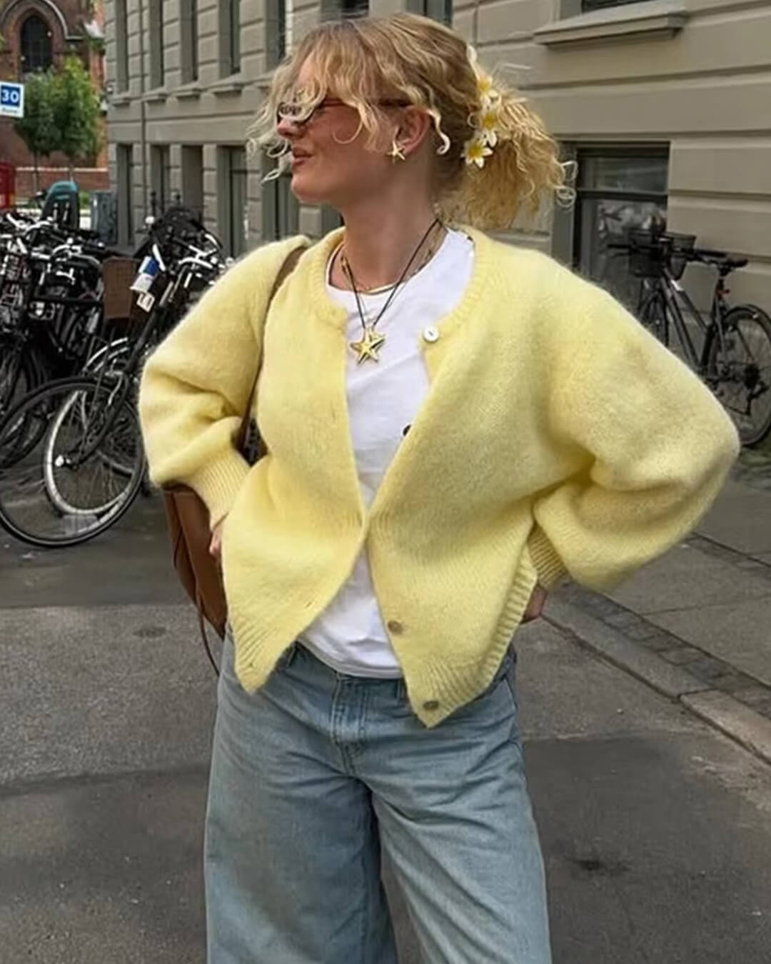 Cardigan in maglia pelosa Freya