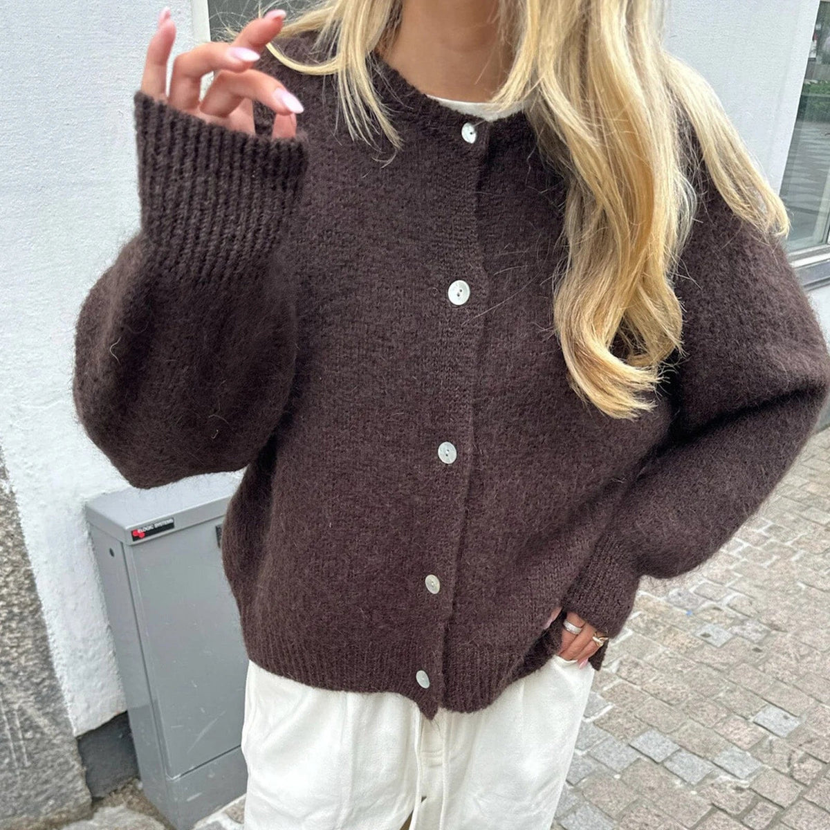Cardigan in maglia pelosa Freya