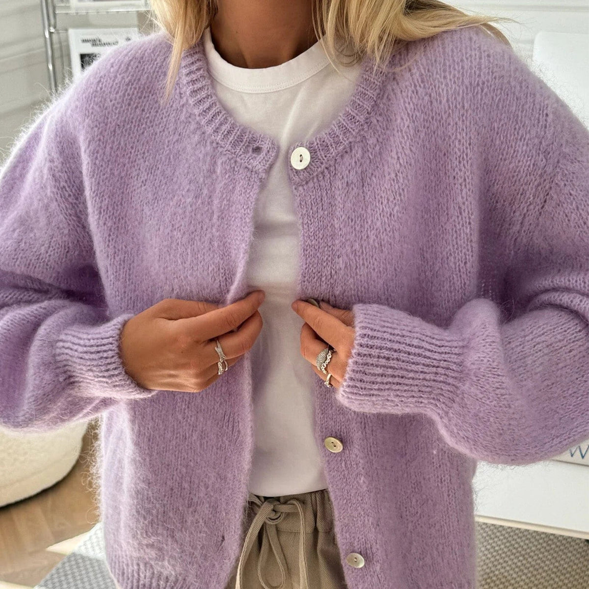 Cardigan in maglia pelosa Freya