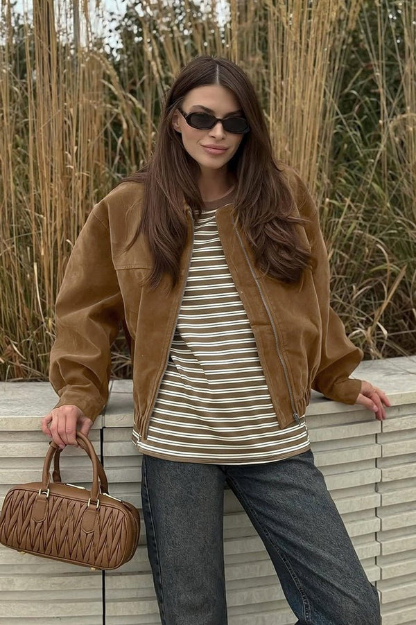 Genoveva Suede Zip Relaxed Jacket