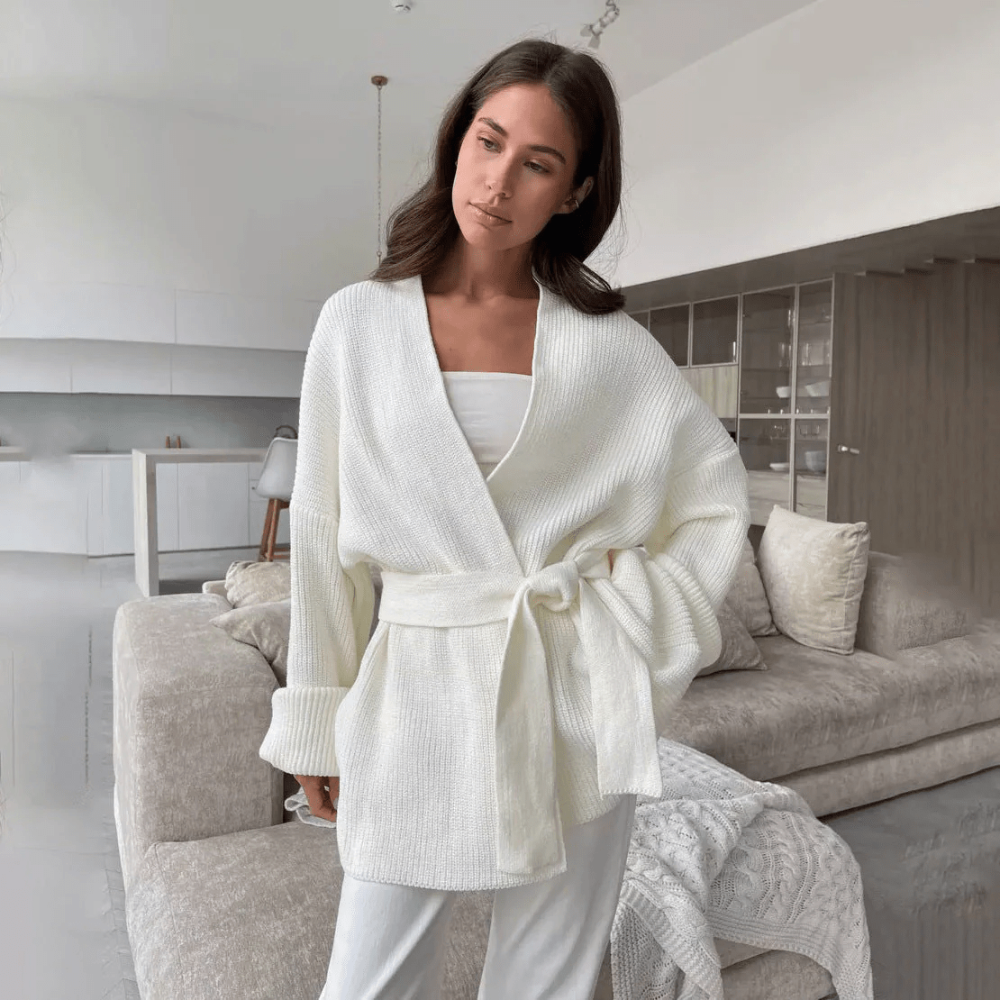 Cardigan portafoglio con cintura Georgine