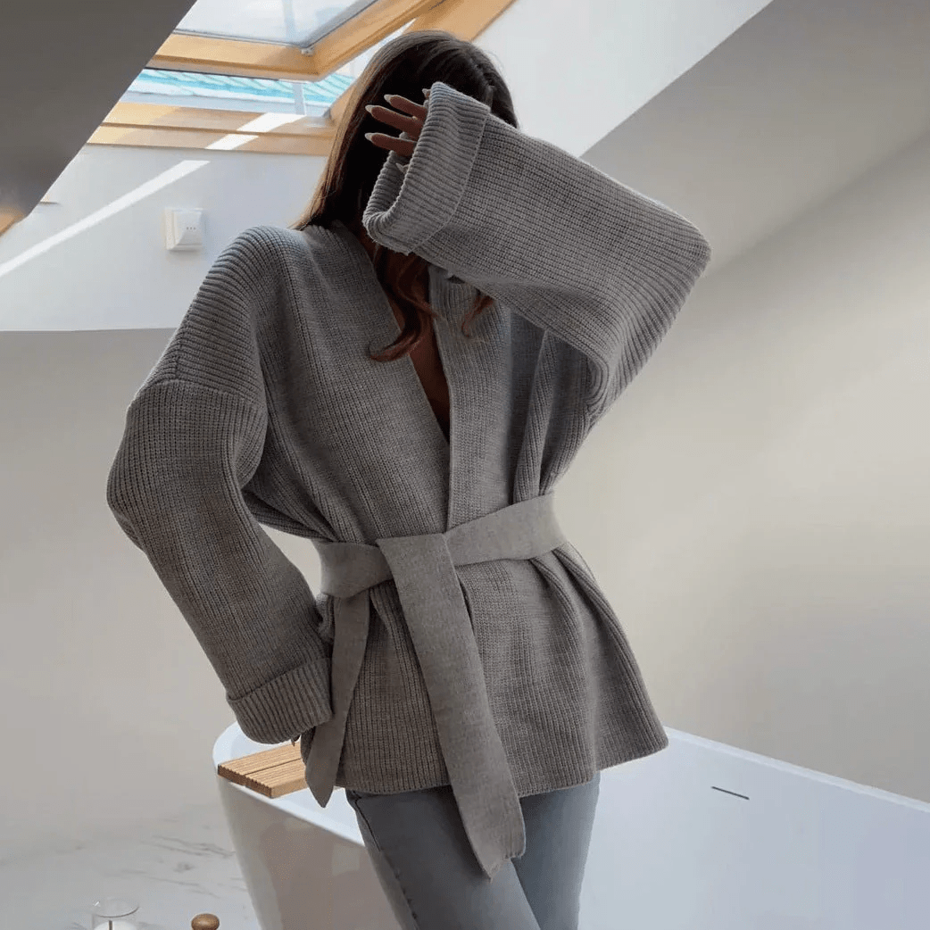 Cardigan portafoglio con cintura Georgine