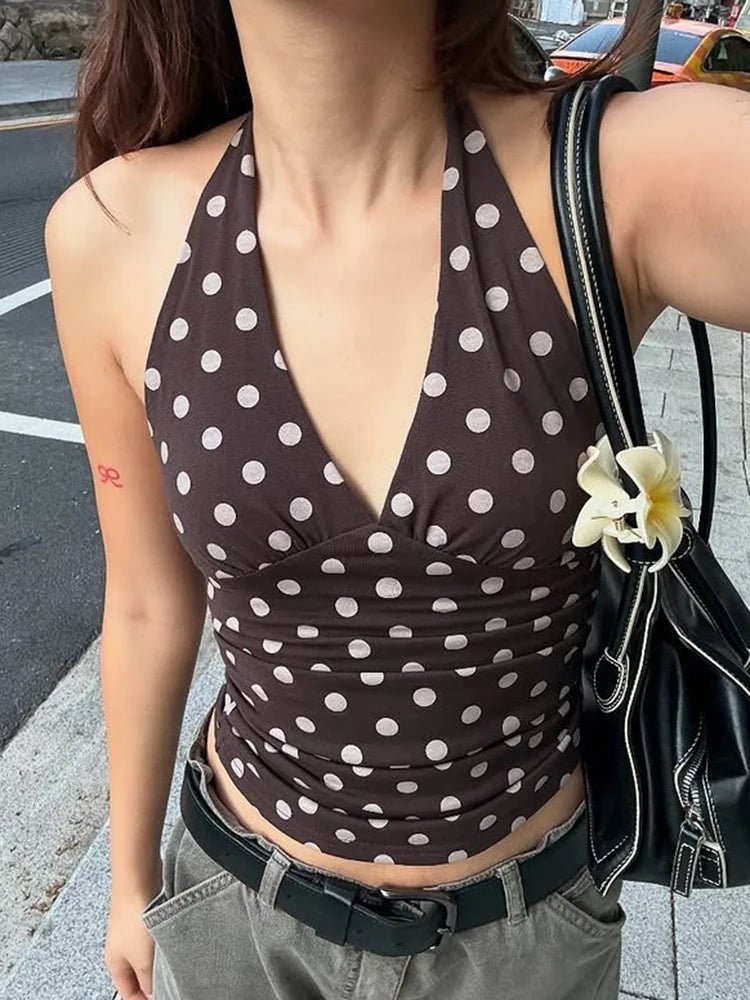 Hannah Polka Dot Halter Tank Top