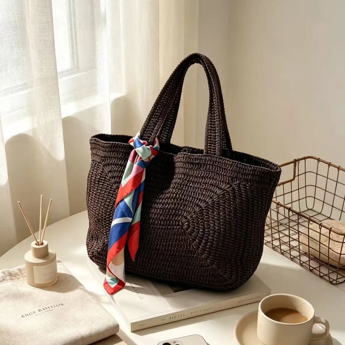 Borsa tote da spiaggia boho intrecciata Hannie