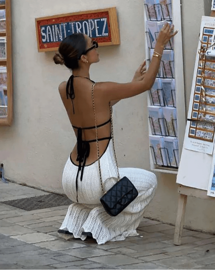 Abito lungo Harley all'americana con allacciatura