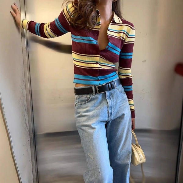 Cardigan a righe in maglia Hope