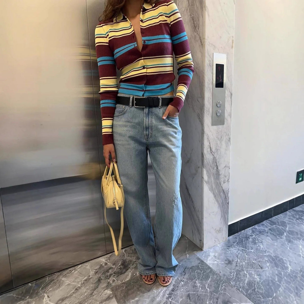 Cardigan a righe in maglia Hope