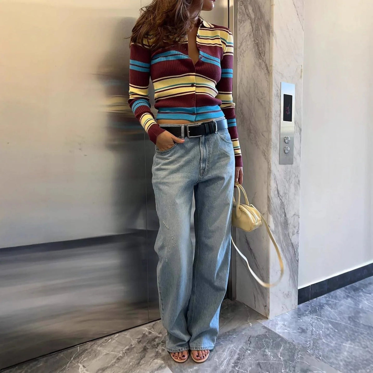 Cardigan a righe in maglia Hope
