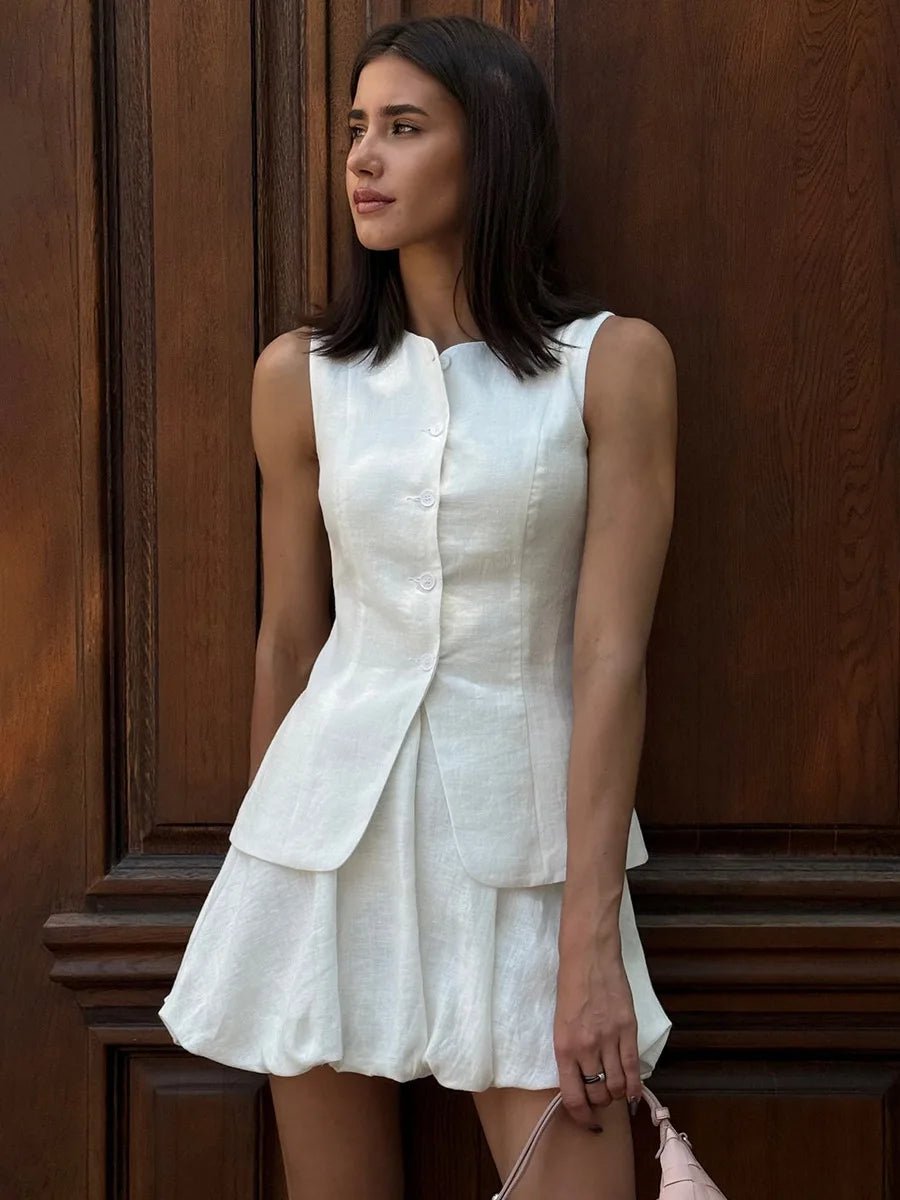 Completo elegante Imani con gilet e gonna