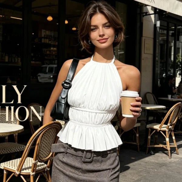 Top all'americana arricciato Ines