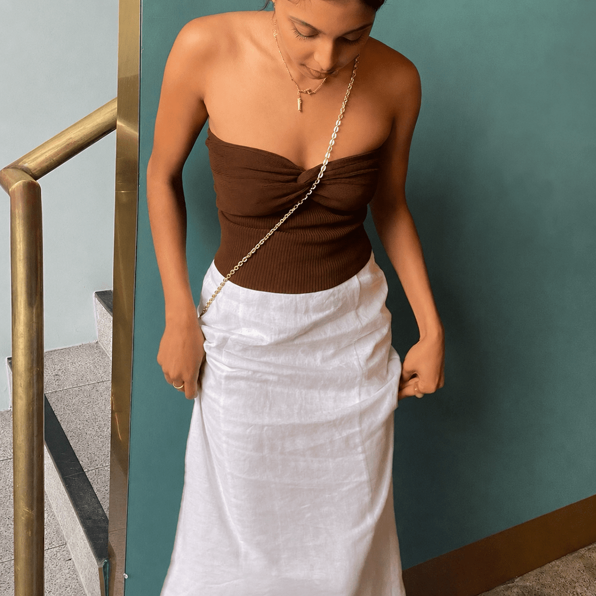 Top Iris senza spalline e con spalle scoperte