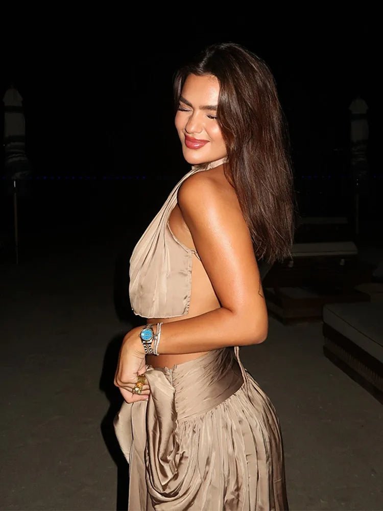 Completo Isabelle con top all'americana con schiena scoperta e gonna