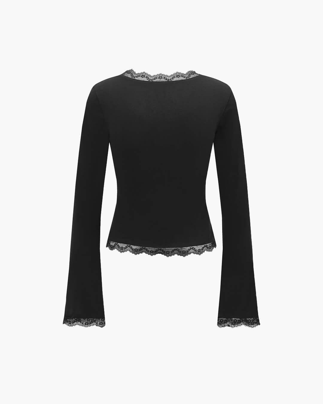 Top con scollo quadrato e bordi in pizzo Jackie