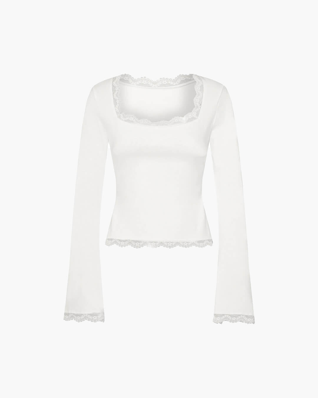 Top con scollo quadrato e bordi in pizzo Jackie