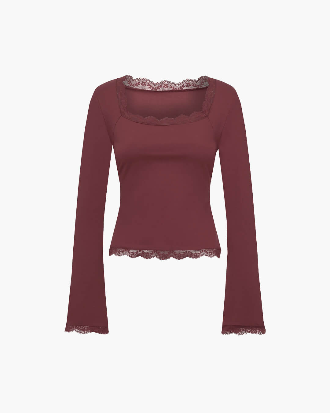Top con scollo quadrato e bordi in pizzo Jackie