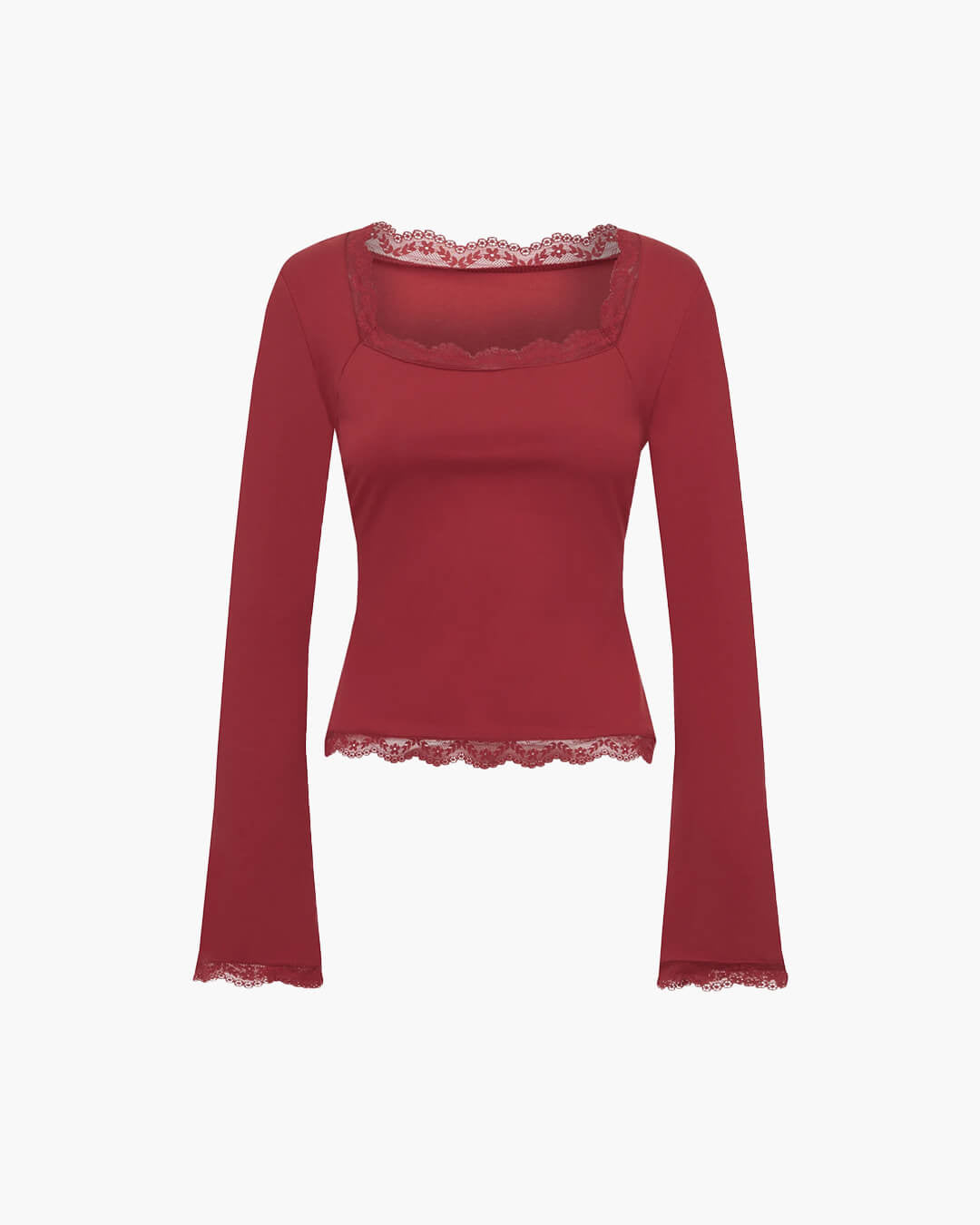 Top con scollo quadrato e bordi in pizzo Jackie
