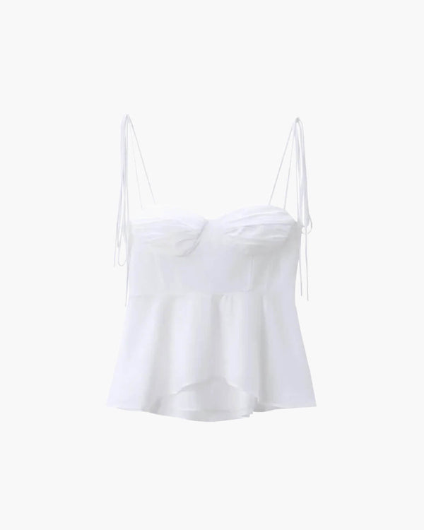 Top a canotta con corsetto e peplo Jada