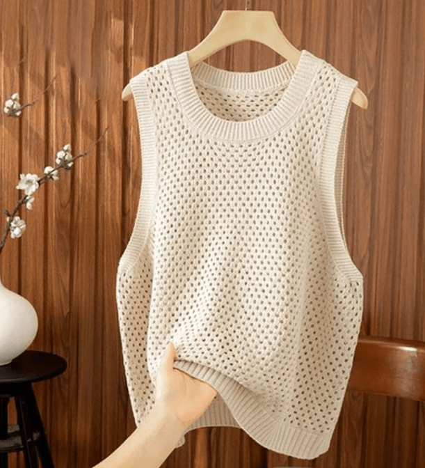 Top a canotta in maglia traforata Jamilla