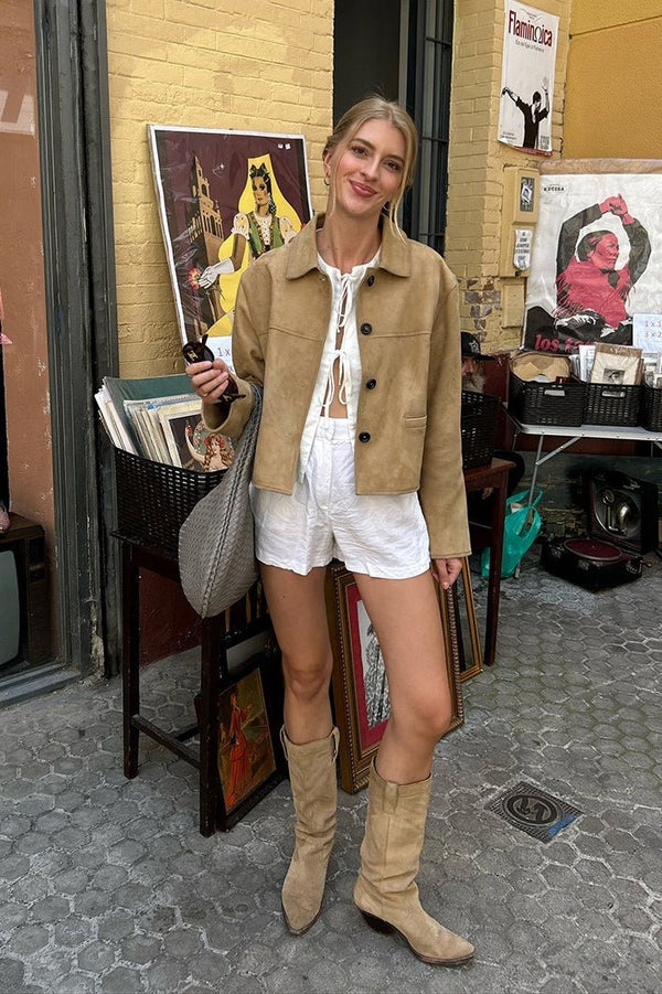 Jane Faux Suede Cropped Jacket