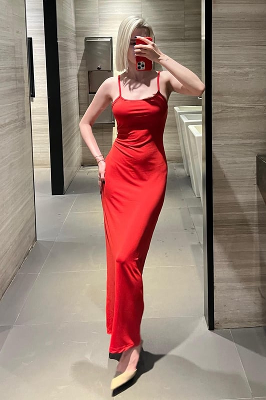 Maxi abito Janet con scollo a V e spalline