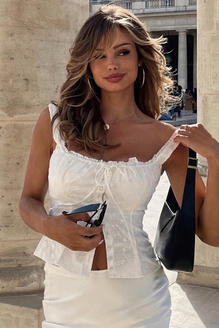 Canotta Janna in pizzo jacquard floreale
