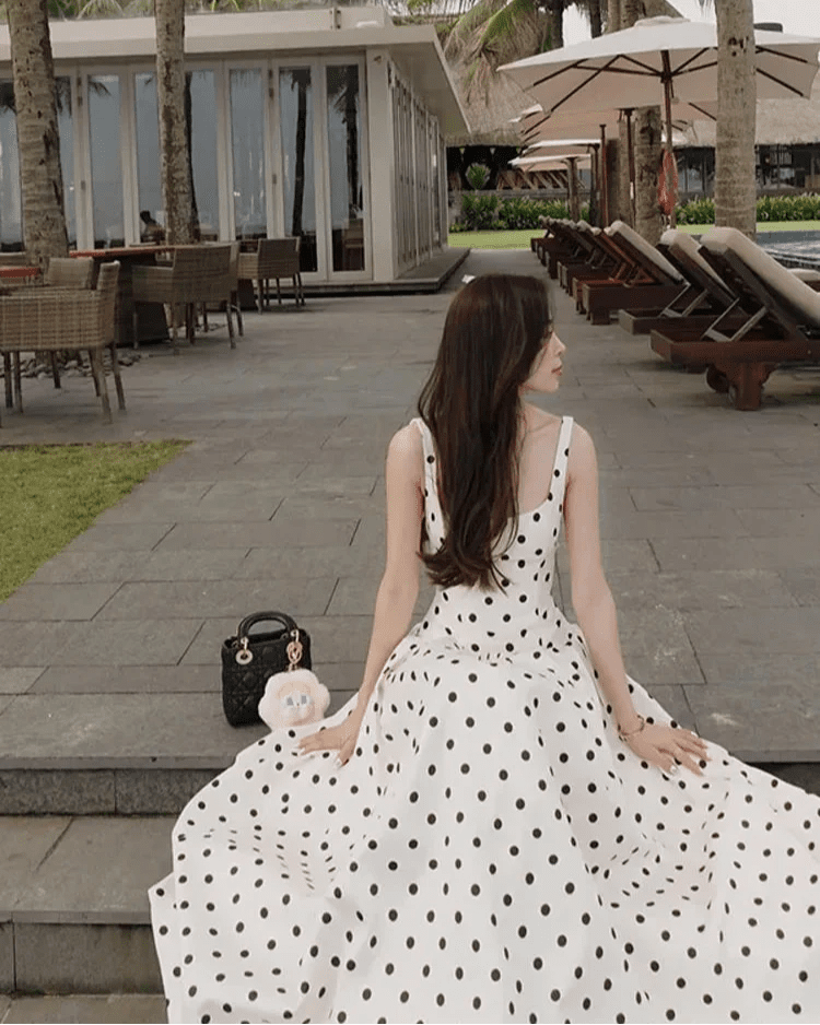 Abito midi a pois Jasmine
