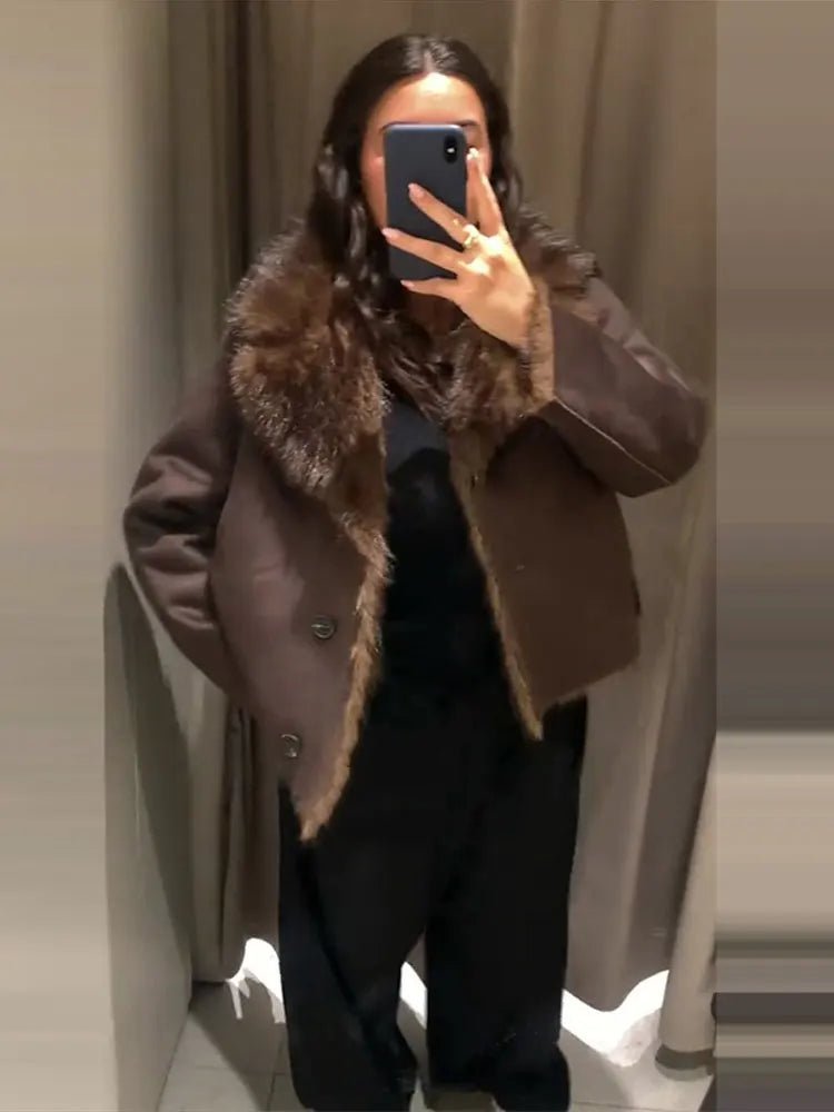 Giacca in pelle effetto pelliccia reversibile Jenny