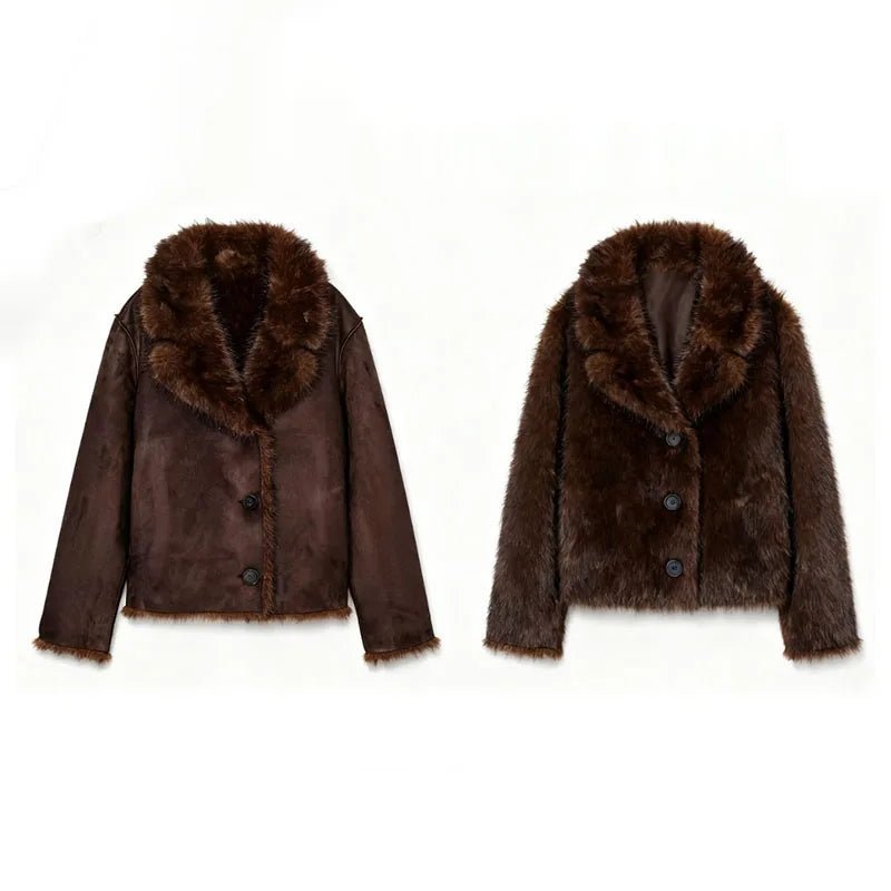 Giacca in pelle effetto pelliccia reversibile Jenny