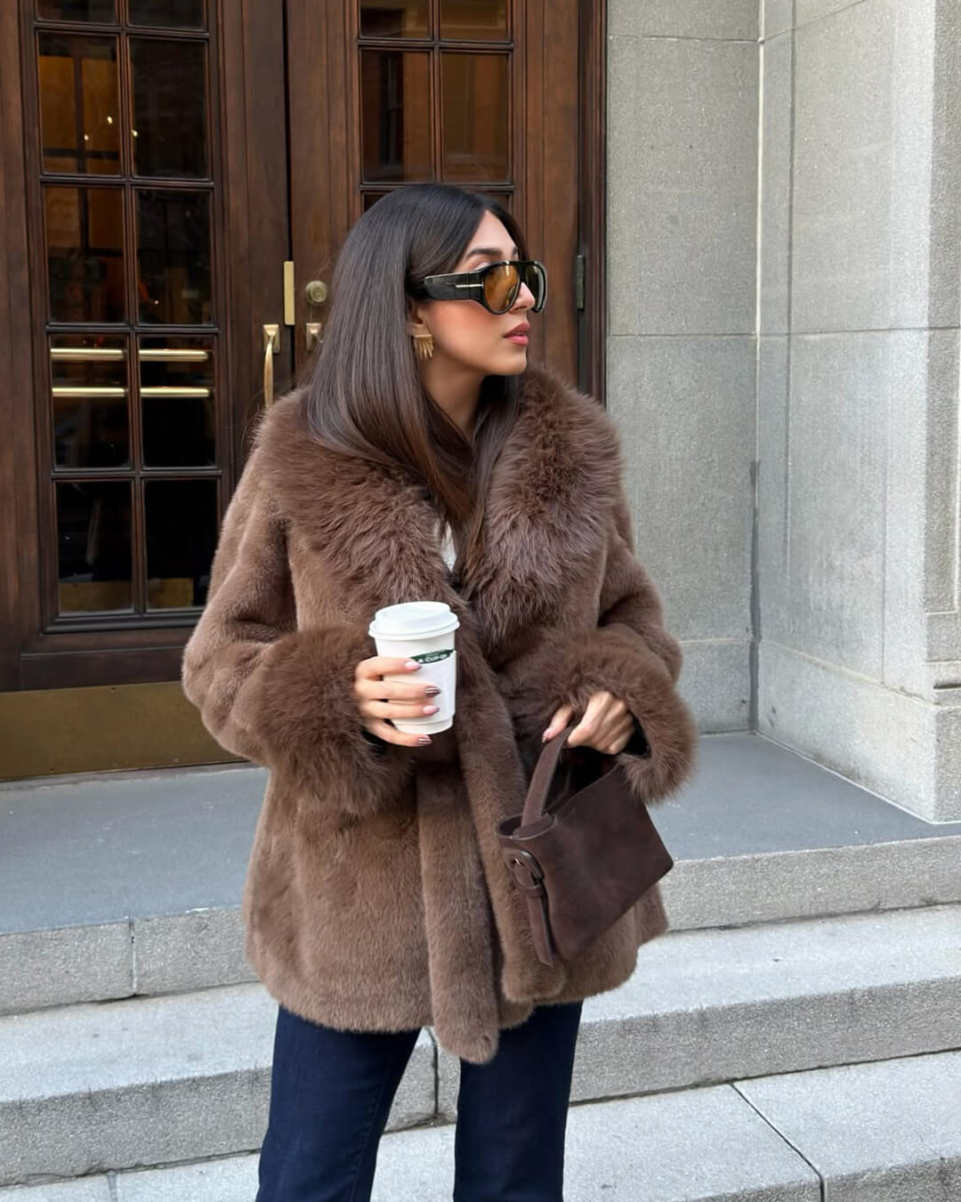 Cappotto con bordo in ecopelliccia Jessa