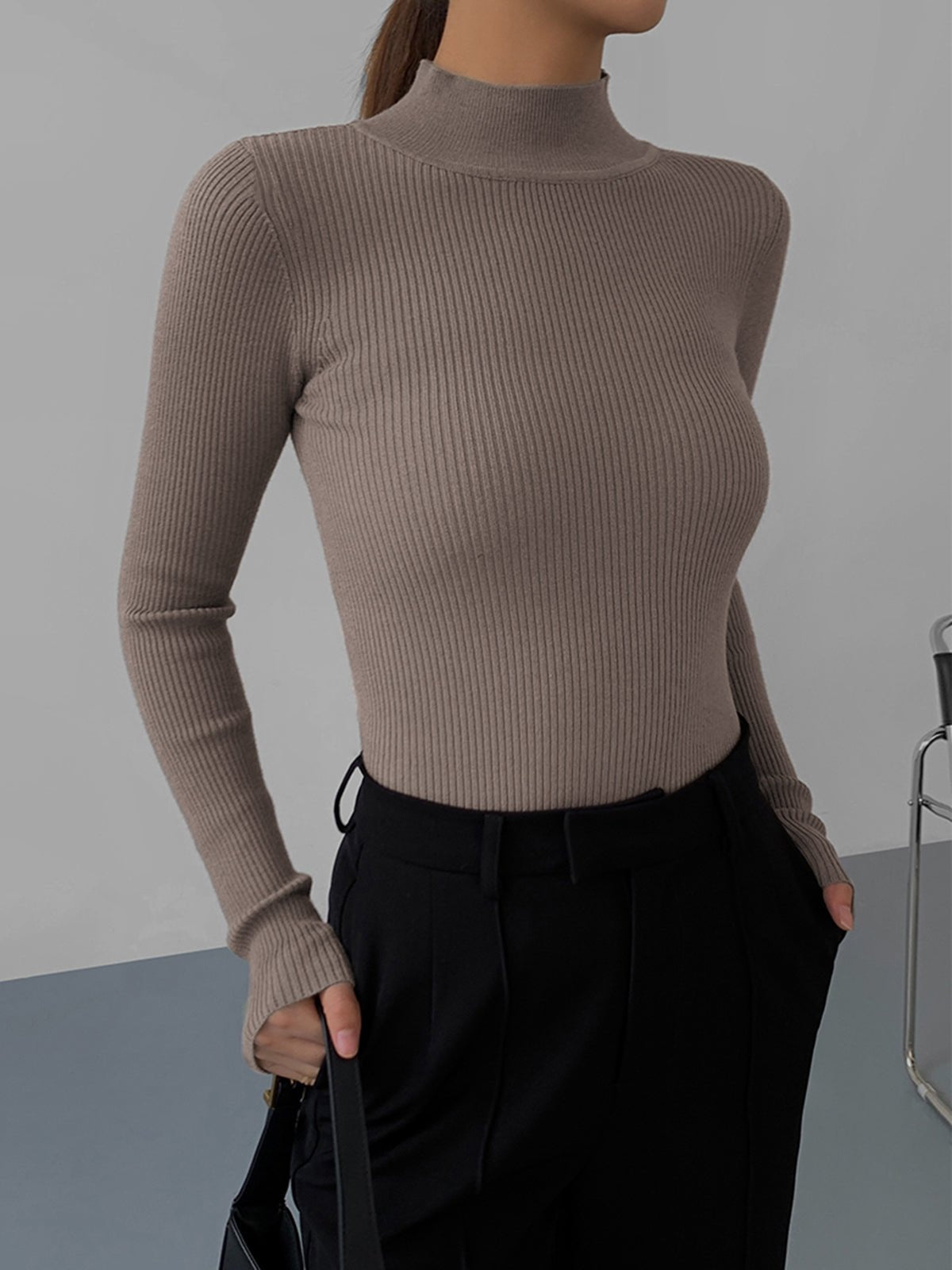 Camicia a maniche lunghe in maglia a coste Jessa