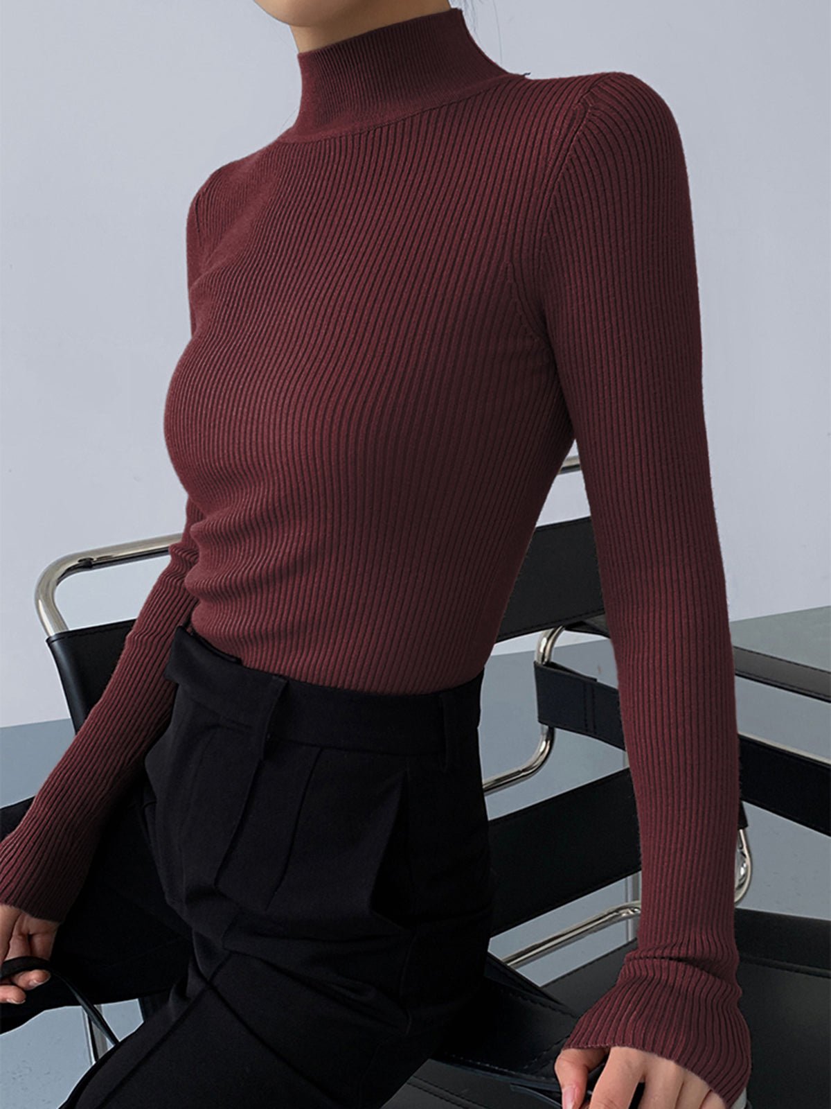 Camicia a maniche lunghe in maglia a coste Jessa