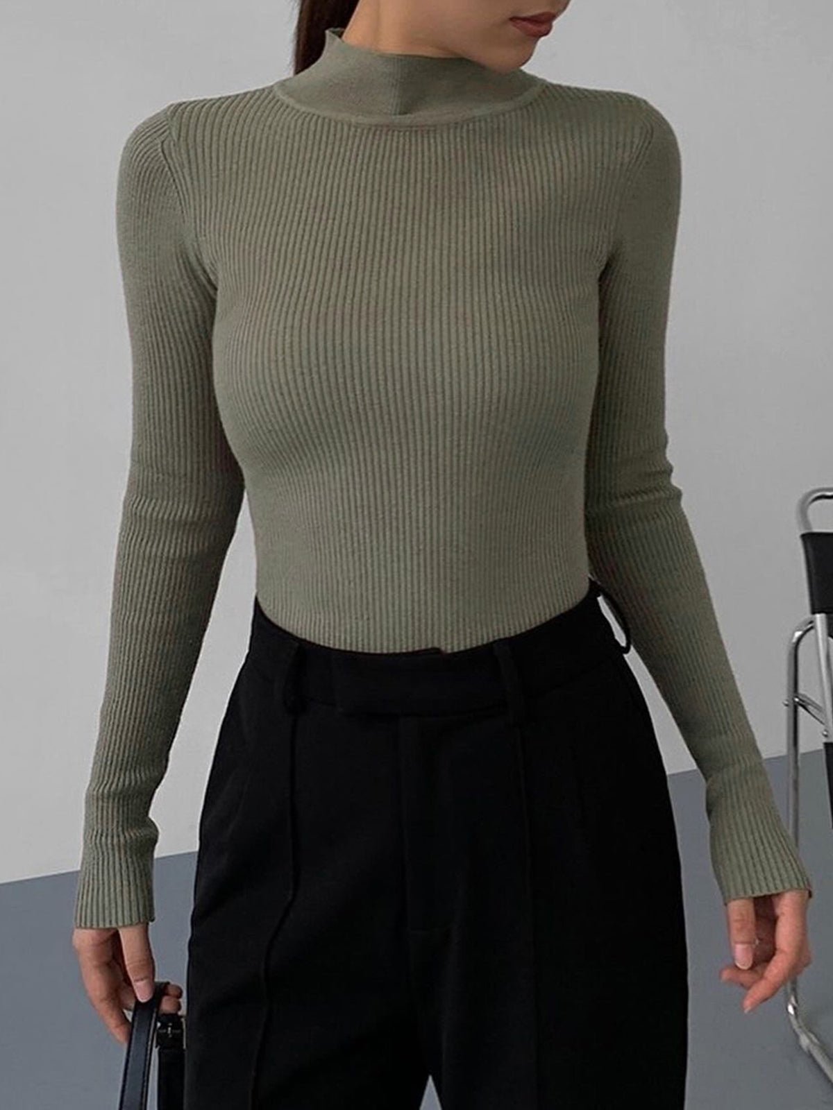 Camicia a maniche lunghe in maglia a coste Jessa