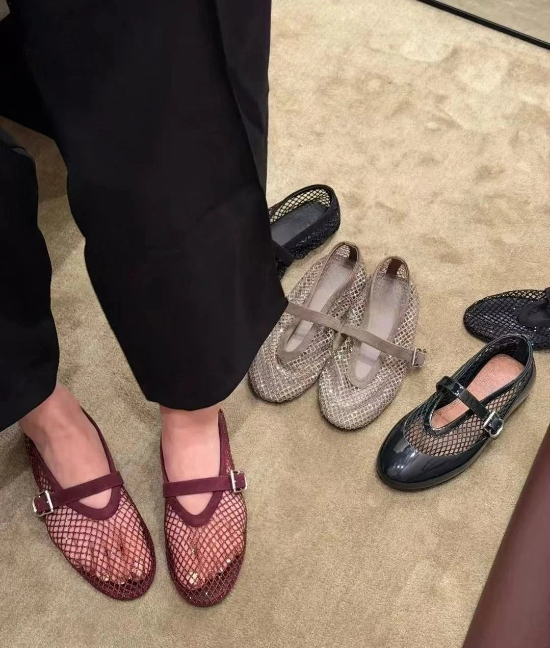 Ballerine in rete con strass Jessica