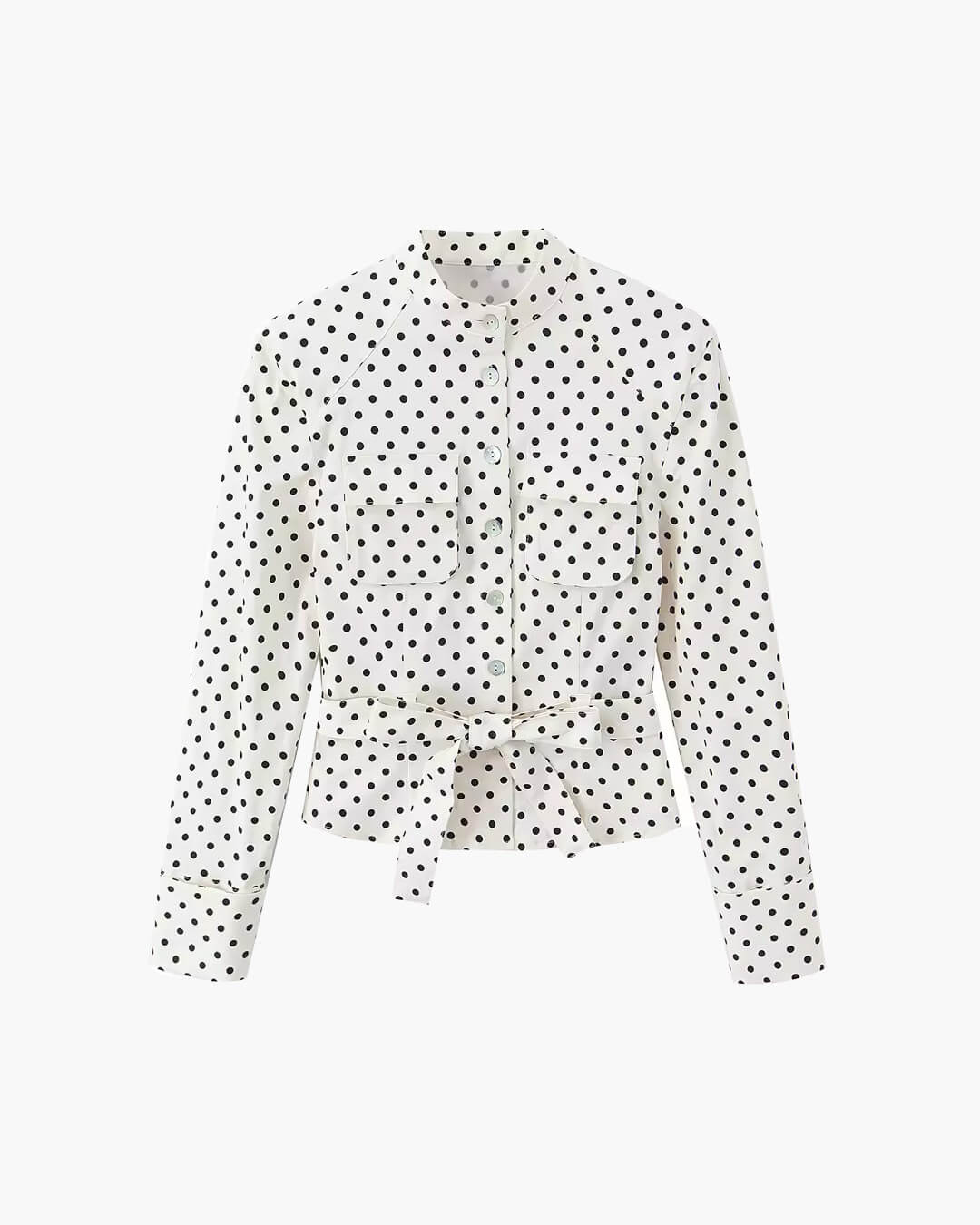Completo di pantaloni Jia a pois e vita alta