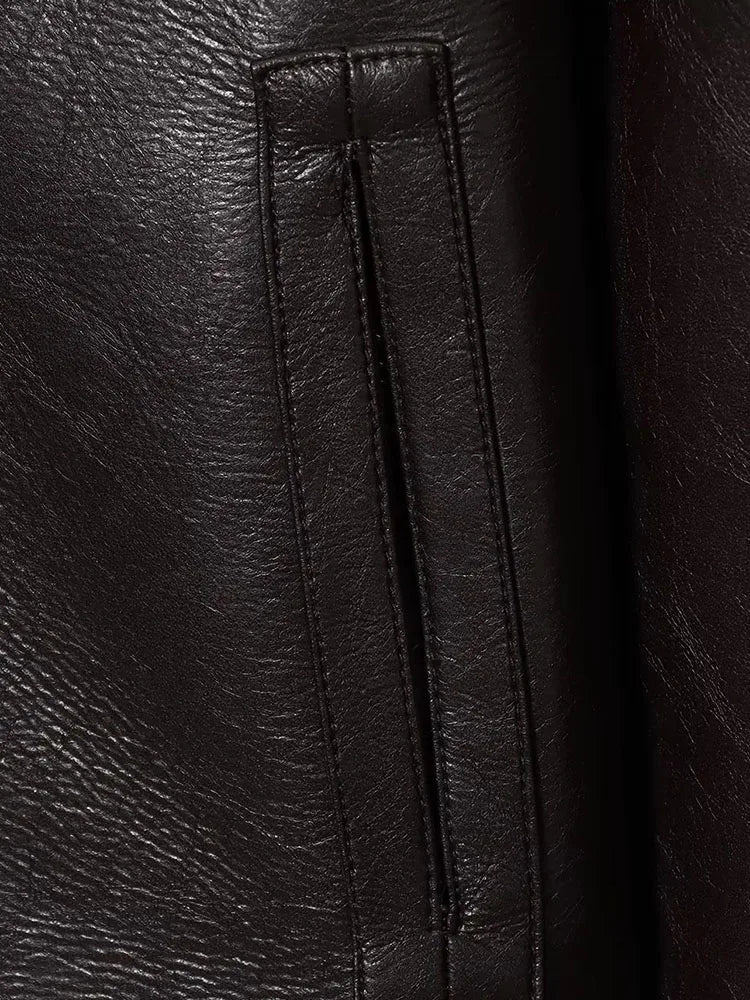 Giacca reversibile in pelle e pelliccia sintetica Joana