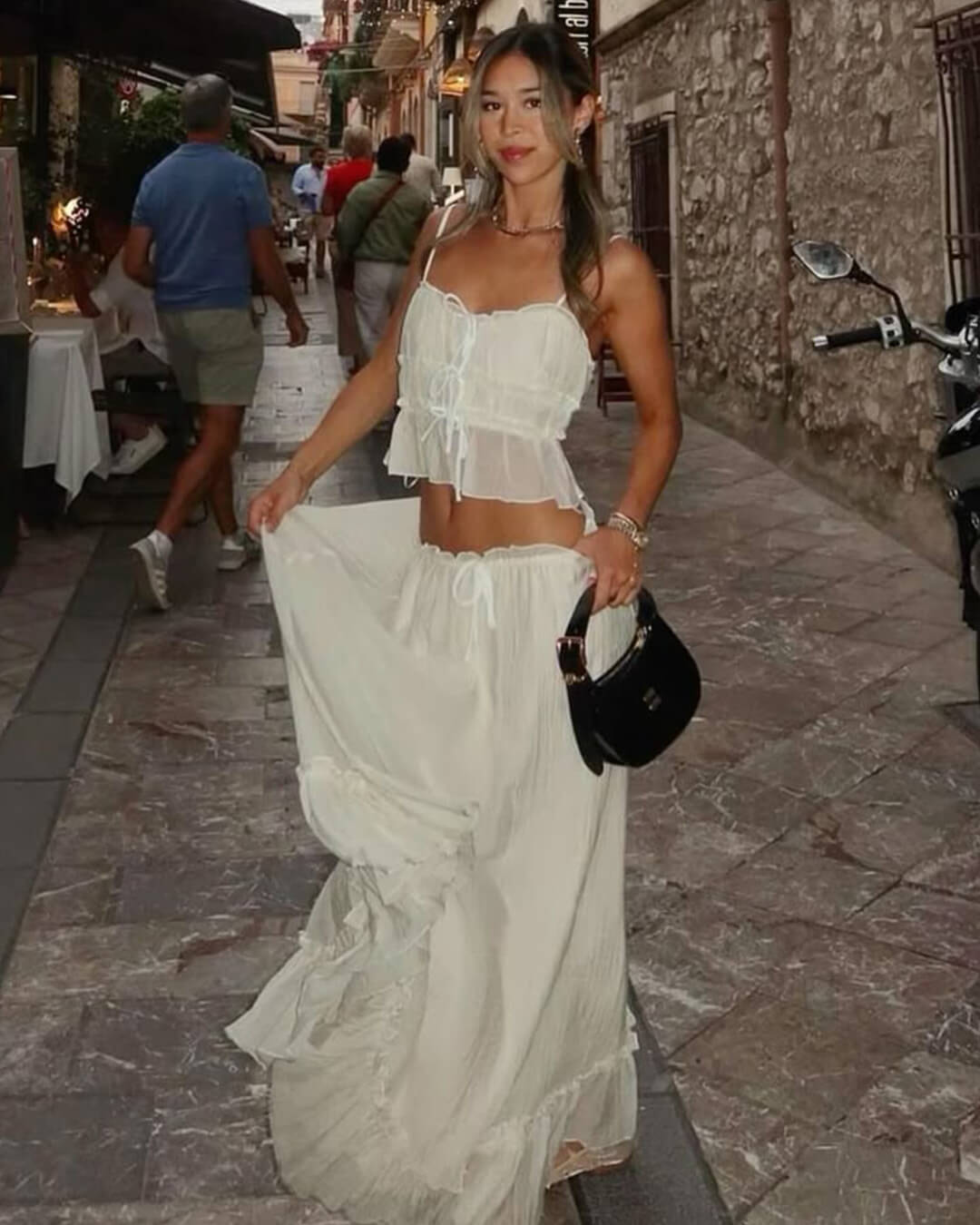 Completo con top a canottiera arricciato e gonna lunga Julia