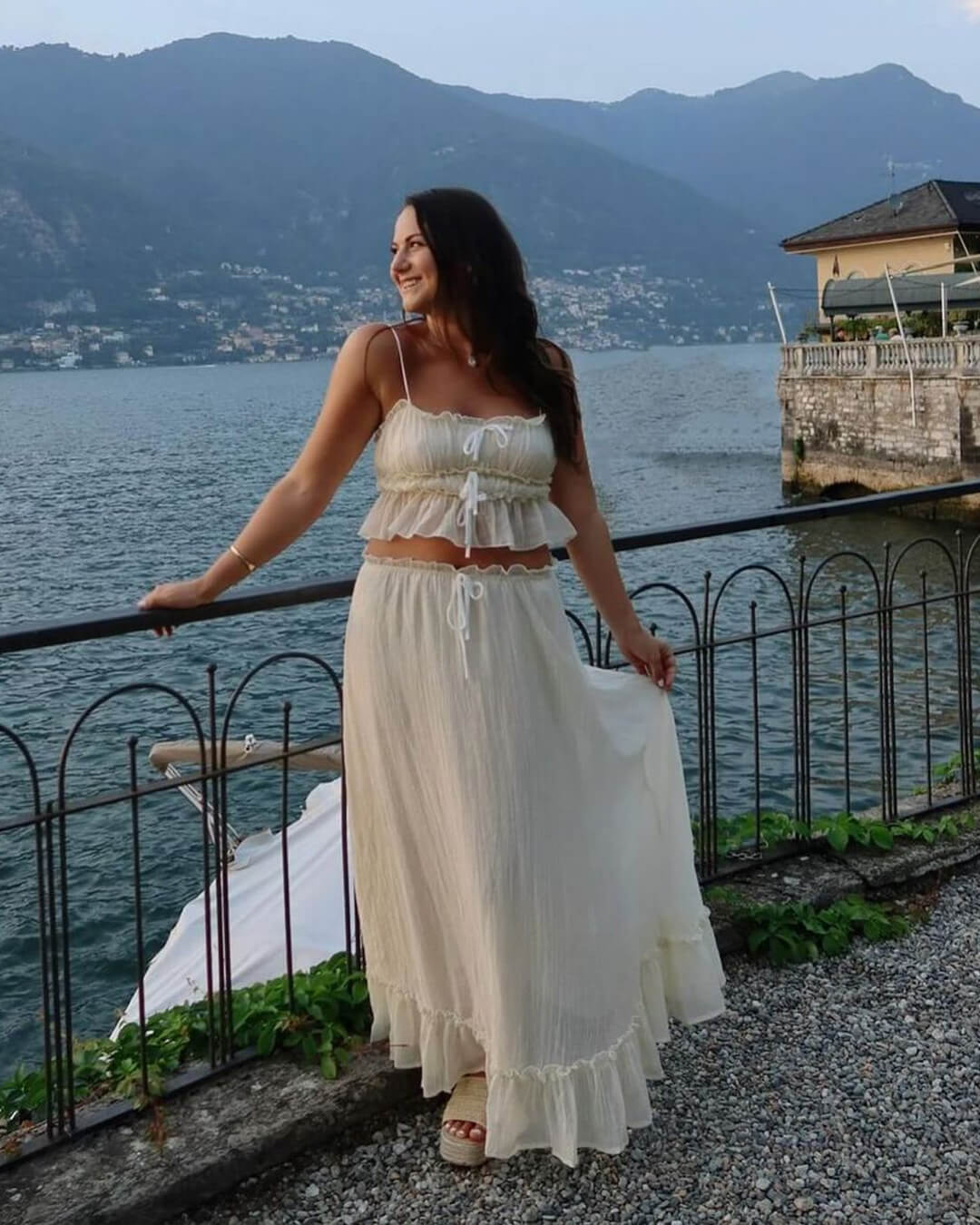 Completo con top a canottiera arricciato e gonna lunga Julia