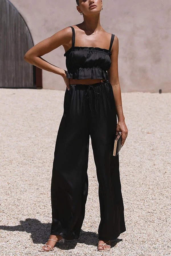 Completo Julianne con top arricciato, vita elasticizzata e pantaloni