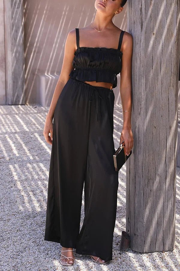 Completo Julianne con top arricciato, vita elasticizzata e pantaloni