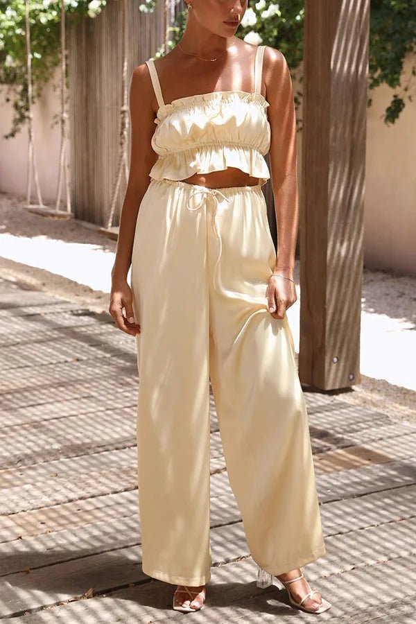 Completo Julianne con top arricciato, vita elasticizzata e pantaloni