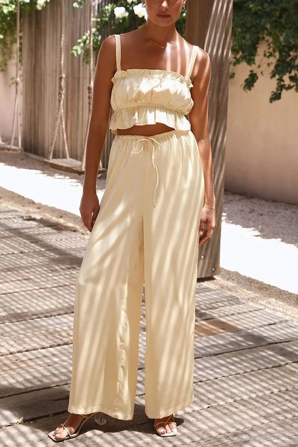 Completo Julianne con top arricciato, vita elasticizzata e pantaloni